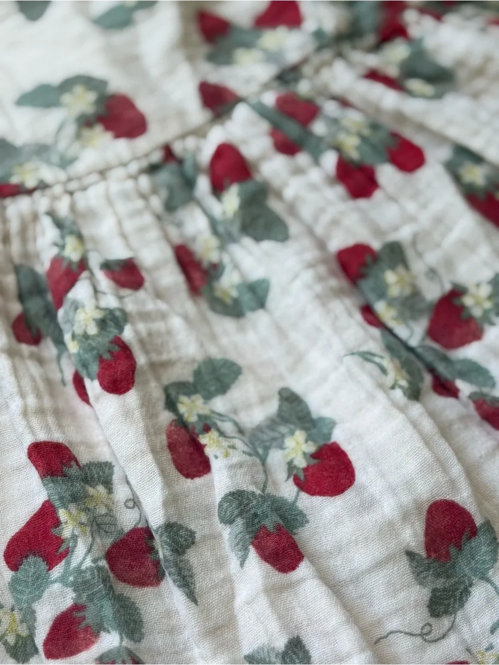 H&M White Dress with Red Strawberry Print